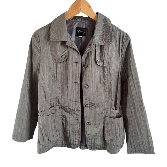 Vintage Lim’s Lady’s Casual Wear Lightweight Gray/Charcoal Buttoned Jacket M/L - Picture 2 of 9